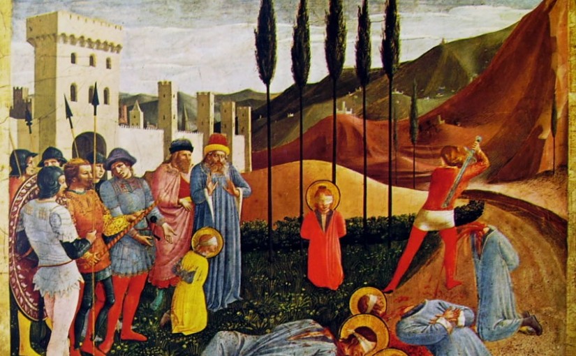 Predella: settimo scomparto - La decapitazione dei santi Cosma e Damiano, cm. 36 x 46, Louvre, Parigi.